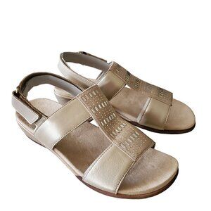Easy Spirit's Hazel T-Strap Wedge Sandals, Woman's Gold Sandals NIB